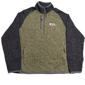 Antarctica McMurdo Station Sweater Jacket Mens Gray SZ L 1/4 zip Pullover Fleece